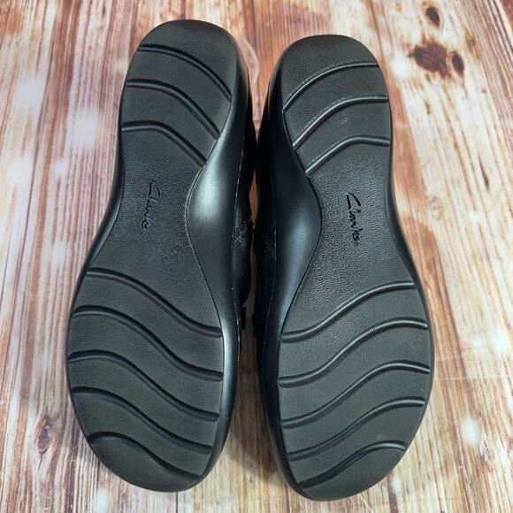 Clarks CORA BRAIDSHOE Size 10 Black Leather Braided Braid Loafers Flats Shoes - Picture 8 of 10